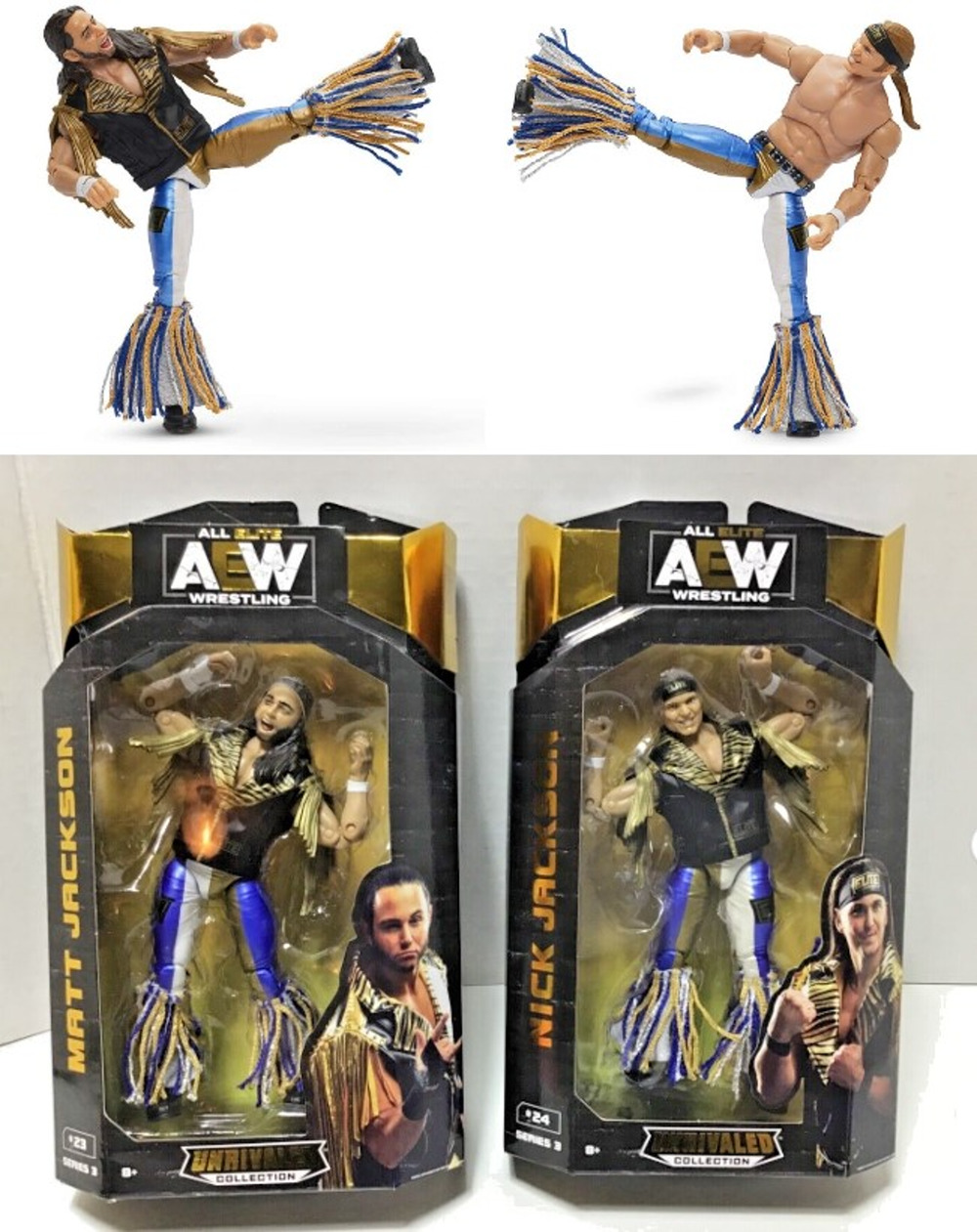 AEW Unrivaled Series 3 Young Bucks Matt & Nick Jackson Action Figure Set New